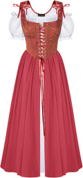 Women Renaissance Corset Dress with Puff Sleeve - Medieval Two-Piece