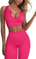 Workout Outfits for Women 2 Piece Ribbed Seamless Crop Tank High Waist