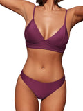 Ribbed Women Bikini Set Triangle Two Piece Swimsuit - Flattering Fit