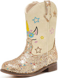 Unicorn Girls Cowgirl Boots Mid Calf Square Toe Glitter