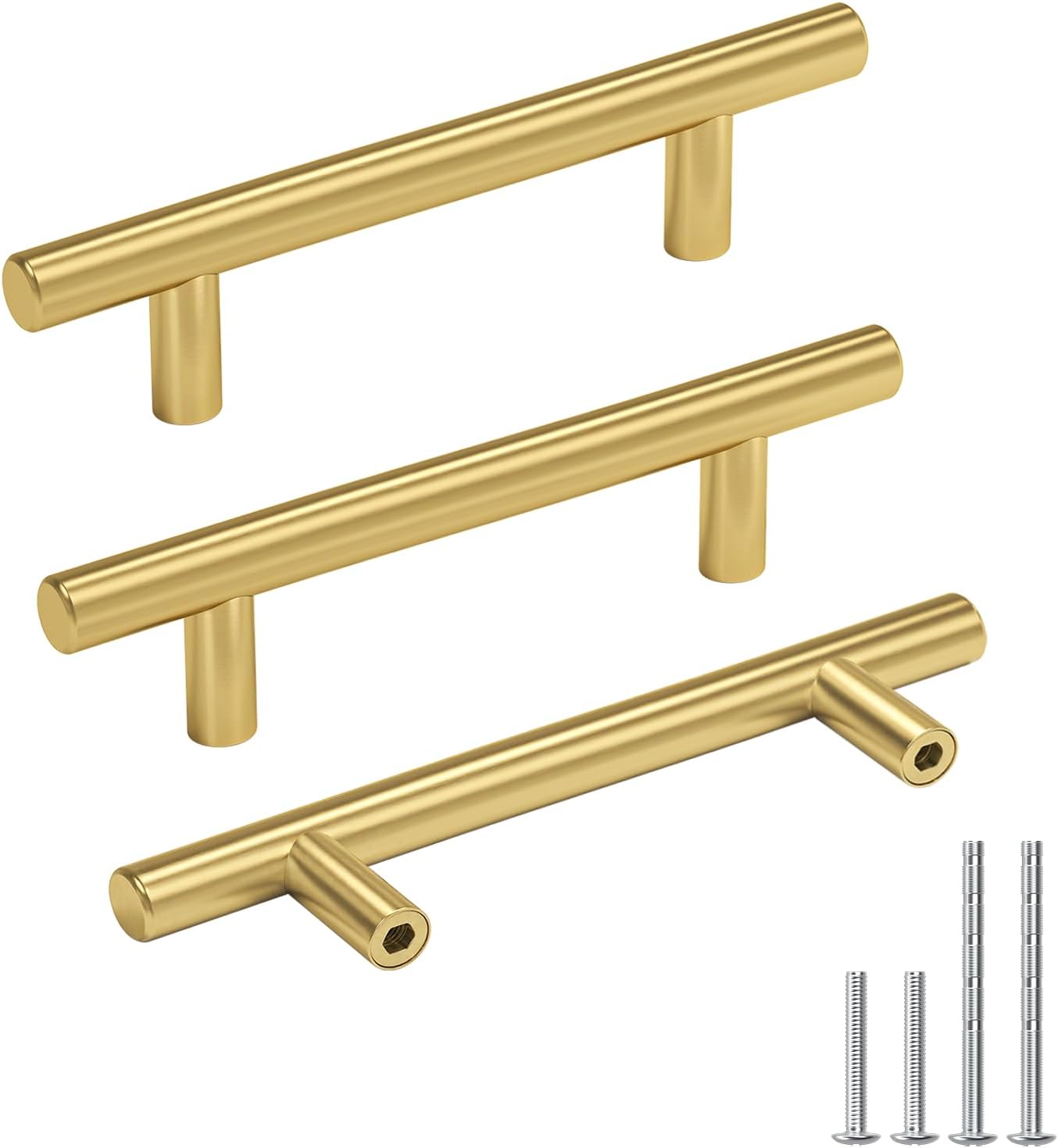 Brushed Brass Cabinet Handles - 100 Pack of 3-1/4 Inch Pulls