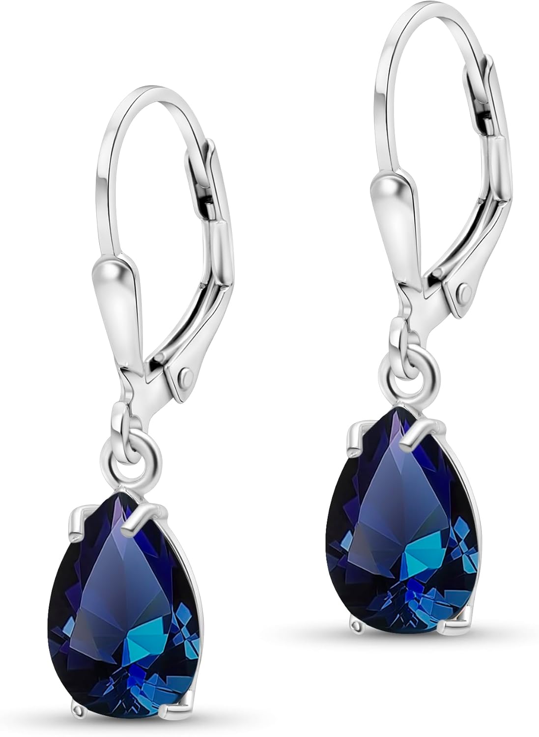 925 Sterling Silver Gemstone Earrings for Women - Sapphire Elegance