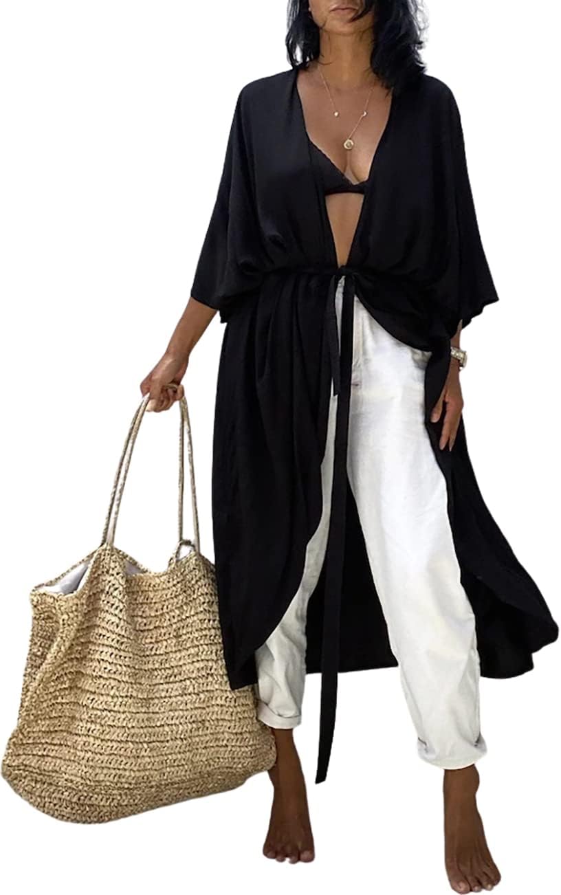 Stylish Tie Dye Open Front Long Kimono Cover Up for Women