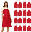 16 Pack Red Bib Plain Aprons Bulk for Women Men Adult - Durable