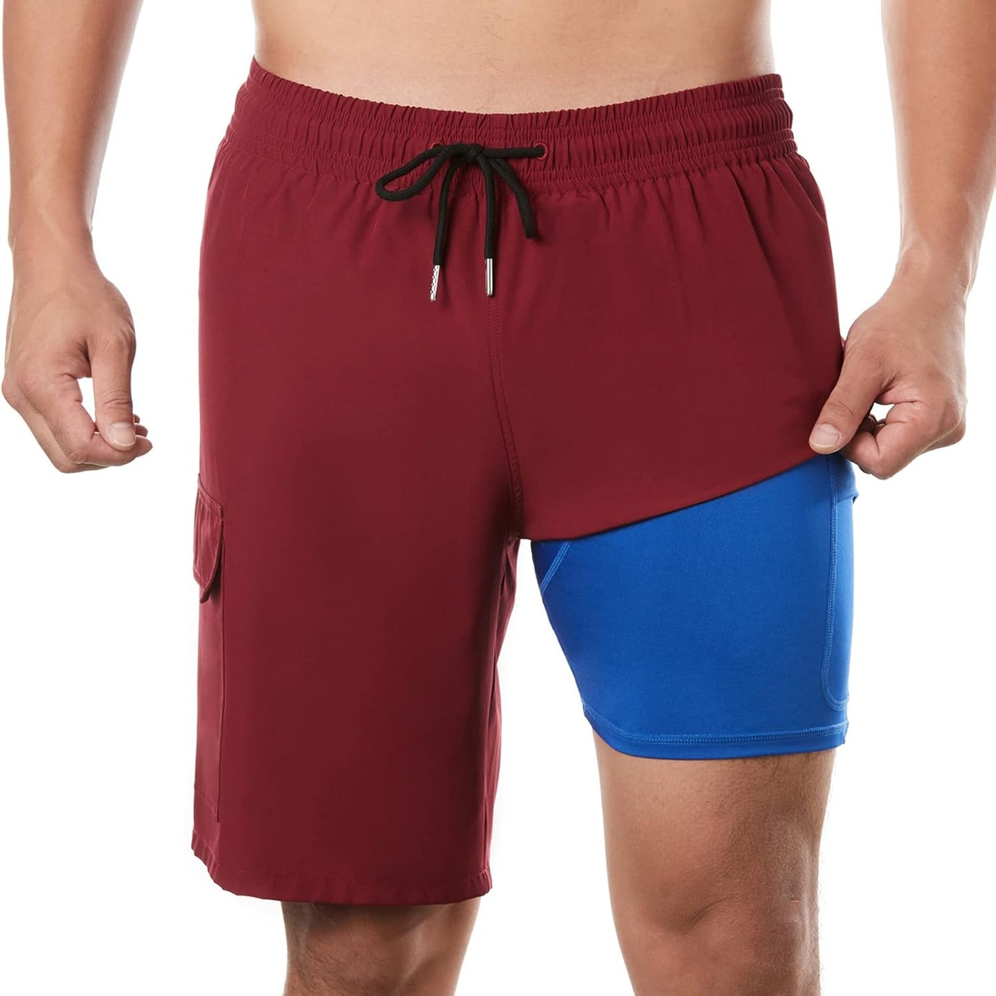 BRISIRA Mens Swim Trunks with Compression Liner for Comfort