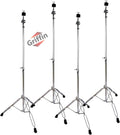 Griffin Straight Cymbal Stand Set 4 Pack - Double Braced Chrome