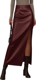 Faux Leather High Waisted Maxi Pencil Skirt - Chic Work to Night
