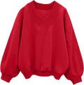 V Neck Oversized Sweatshirt for Women - Casual Cozy Pullover Hilinker