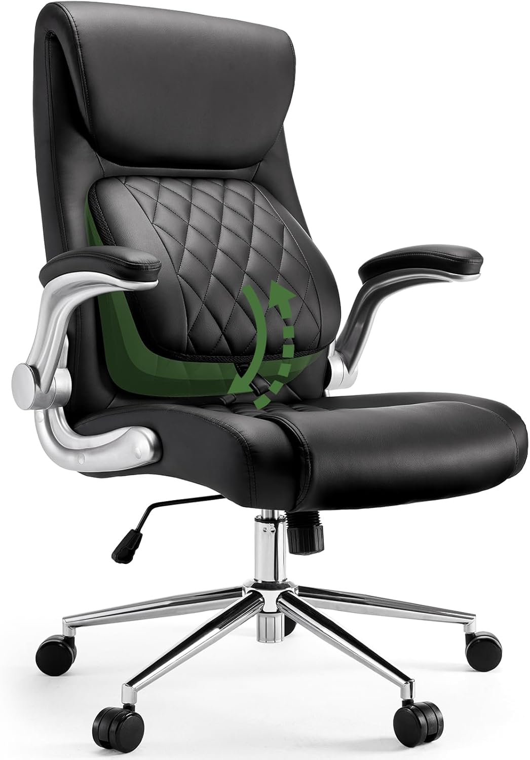 Marsail Ergonomic PU-Leather Office Chair with Lumbar Support