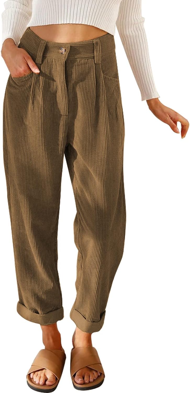 Acelitt Womens Elastic Waist Straight Leg Corduroy Pants Review