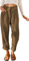 Womens Elastic Waist Corduroy Straight Leg Pants S-2XL - Comfortable