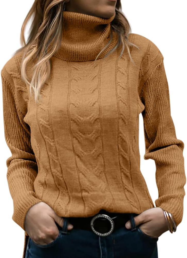 Langwyqu Womens Turtleneck Long Sleeve Cable Knit Sweater Review