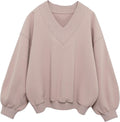 Hilinker Womens V Neck Oversized Sweatshirts Casual Long Sleeve Shoes