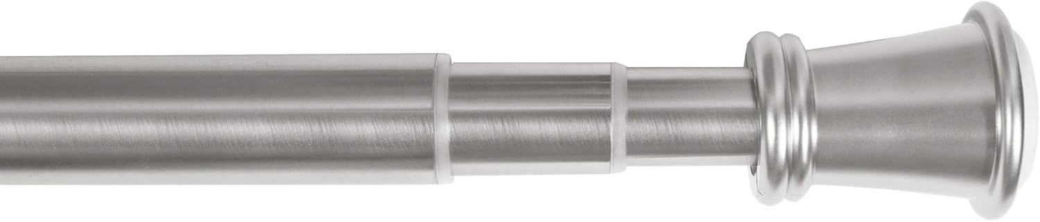 Easy Install Brushed Nickel Shower Rod, 51-120 Adjust., No Drill Tension