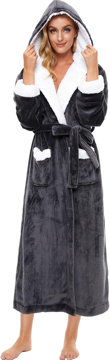 ccko Plush Robes for Women - Soft Warm Fleece Bathrobe