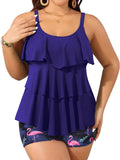 Plus Size Tankini Swimsuit Two Piece with Shorts - Tummy Control suits