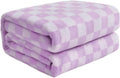 Checkered Flannel Fleece Throw Blanket Queen Size - Soft Cozy 90x90