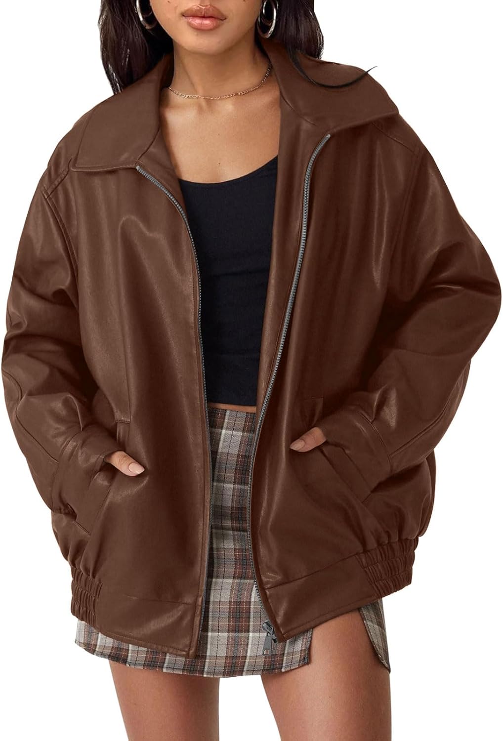 Oversized Faux Leather Jackets for Women - Trendy Fall Fashion