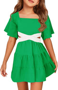 Batermoon Girls Summer Dress Square Neck Mini Dress - Flowy A-line Fit