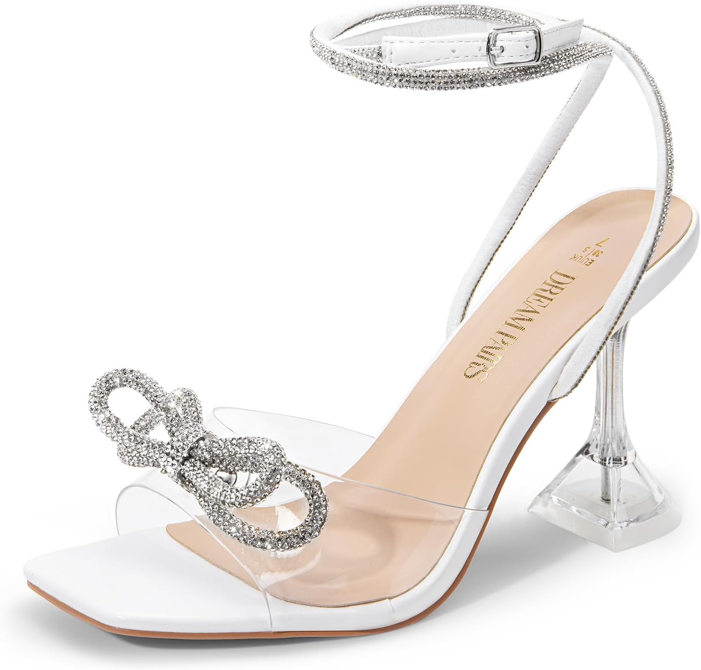 DREAM PAIRS Stiletto Bow Heels for Women with Rhinestones