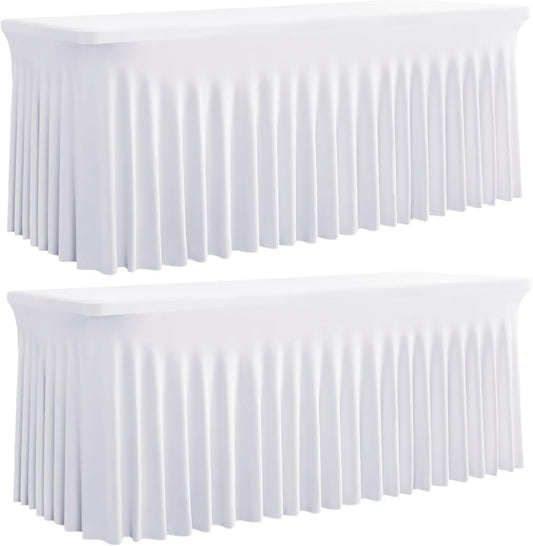Elegant 6FT Spandex Table Covers for Rectangle Tables - 2 Pack