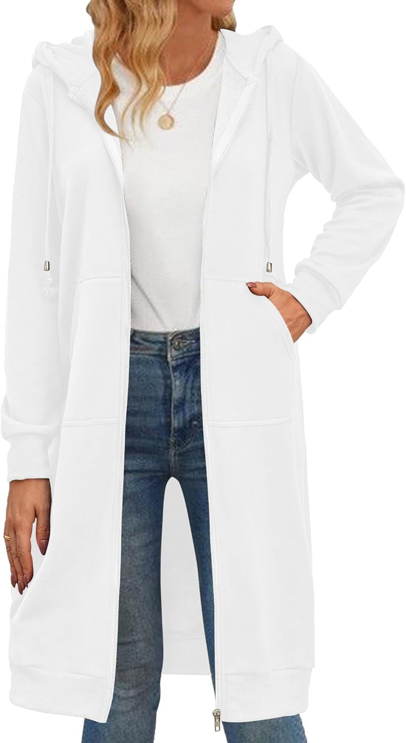 Zeagoo Women's Zip Up Hoodies Oversized Fleece Long Tunic Sweatshirt