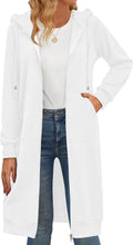 Women's Long Zip Up Hoodie Tunic - Oversized Fleece Knee-Length