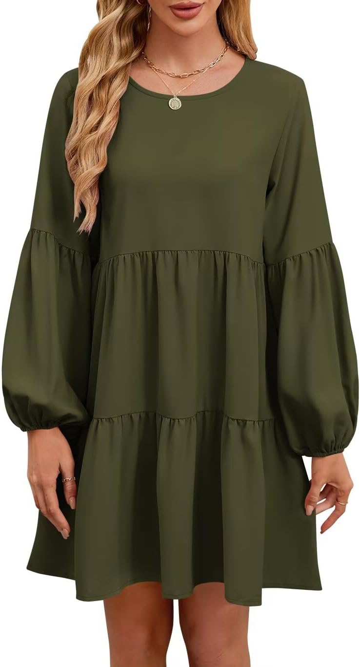 Trendy QACOHU Fall Dresses for Women with Long Lantern Sleeves