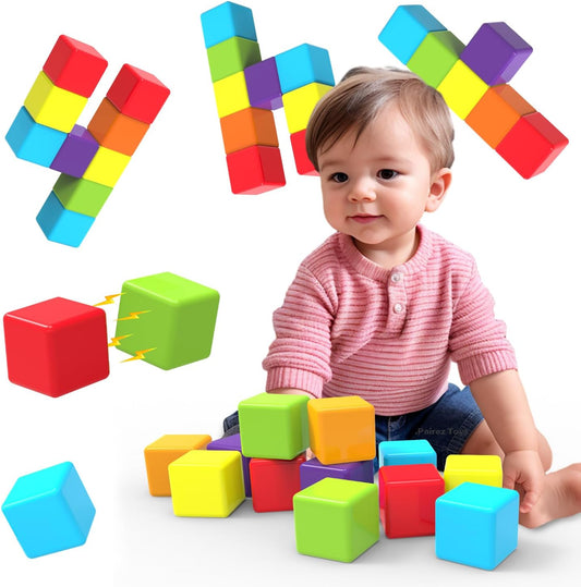 1.65 Magnetic Cubes for Toddlers - 12 PCS, Sensory Montessori Toy
