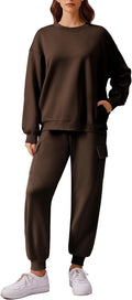 Two Piece Sweat Set for Women Cargo Jogger Tracksuit - Lightweight