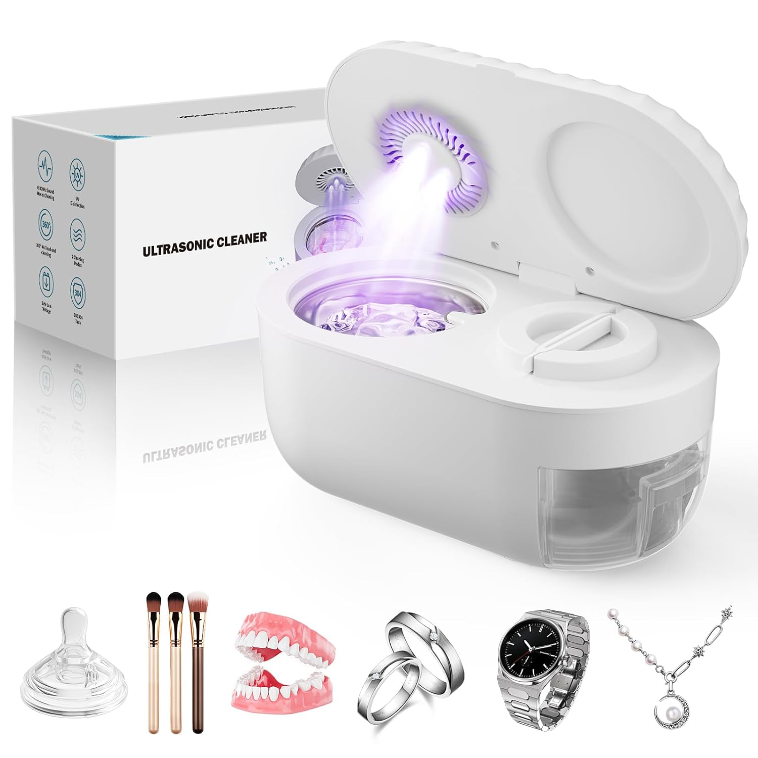 Ultrasonic Jewelry Cleaner with Draining & Drying Features