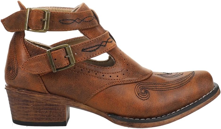 ROPER Womens Willa Embroidery Snip Toe Casual Boots - Brown