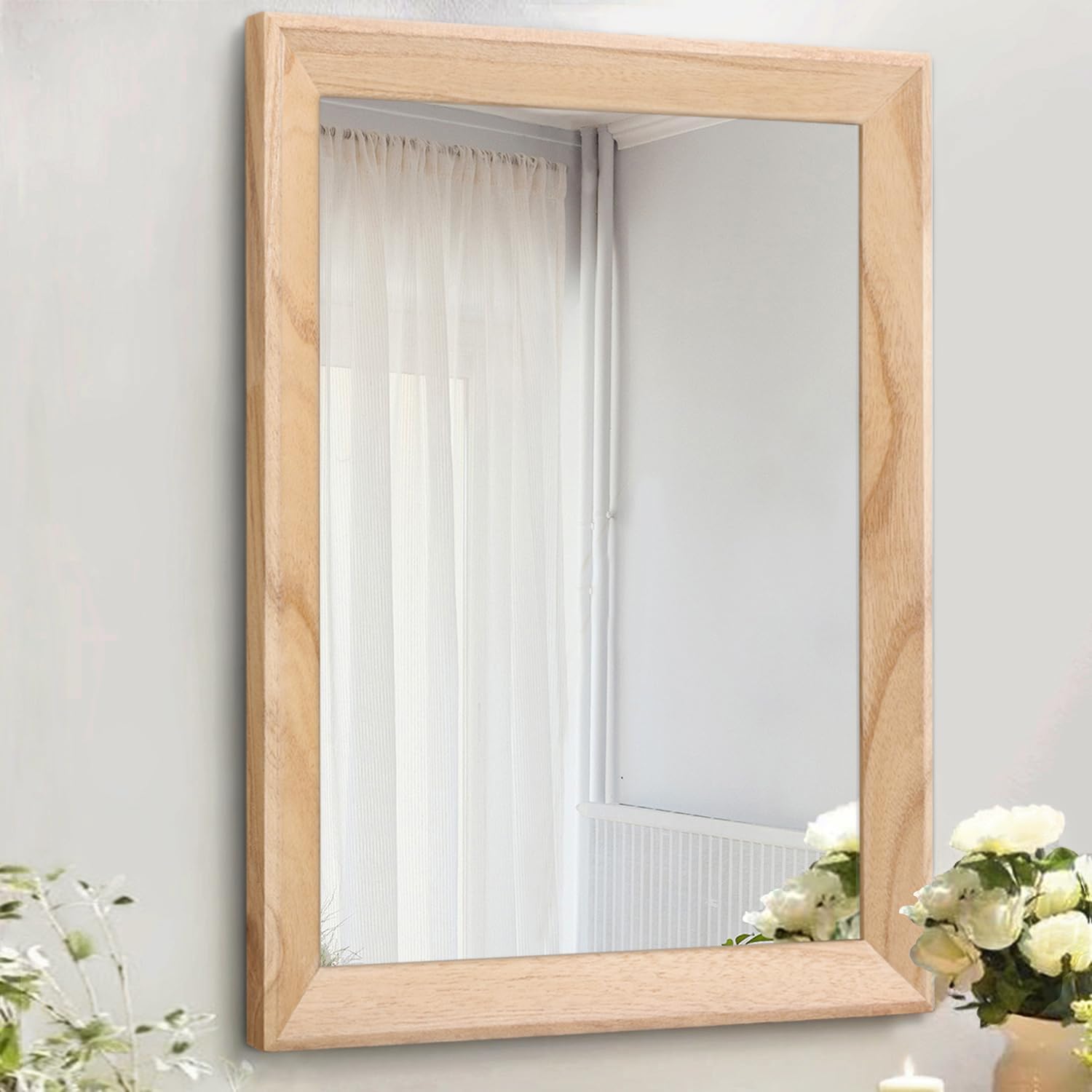 Rustic Mirrors for Wall - Large Decorative Wood Frame Mirror