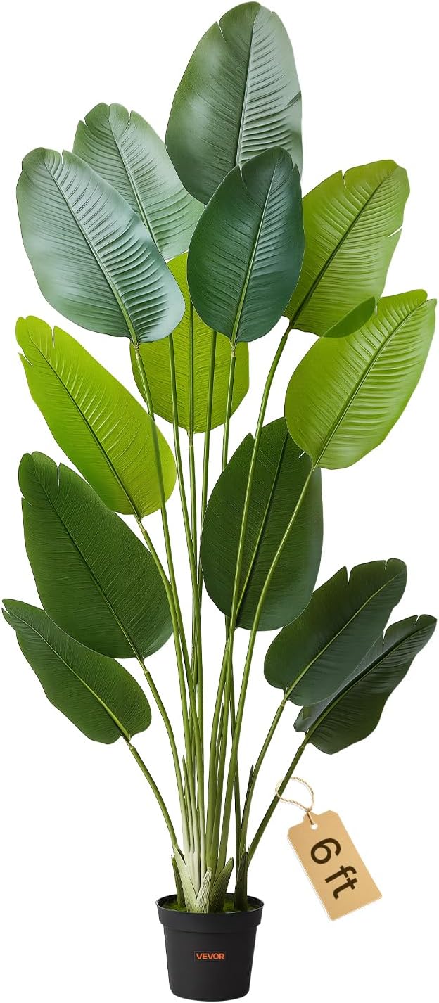 VEVOR Artificial Bird of Paradise 6 ft Tall Faux Tropical Plant
