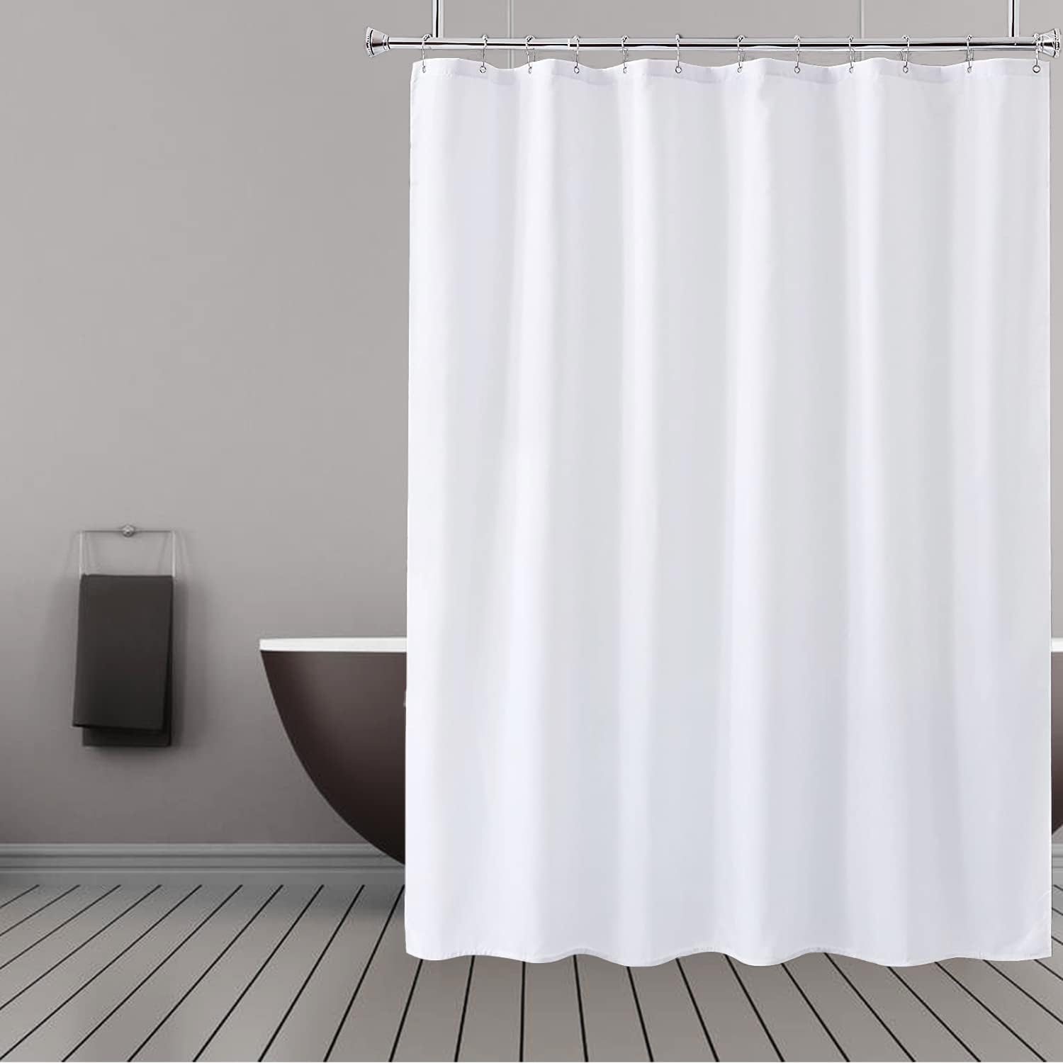 Waterproof White Shower Curtain Liner, Weighted Bottom, Rust Resistant, Hotel Quality - 72x72