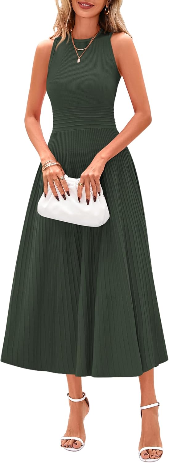 PRETTYGARDEN Spring Casual Dresses for Women - Midi A Line Style