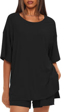 Women's Two Piece Loungewear Set - Casual Boxy Shirt & Drawstring