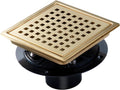 6 in Square Shower Drain Brushed Gold - High Flow Stainless Drain