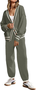 Womens Two Piece Knit Sweater Set - Cozy Oversized Cardigan and Pants