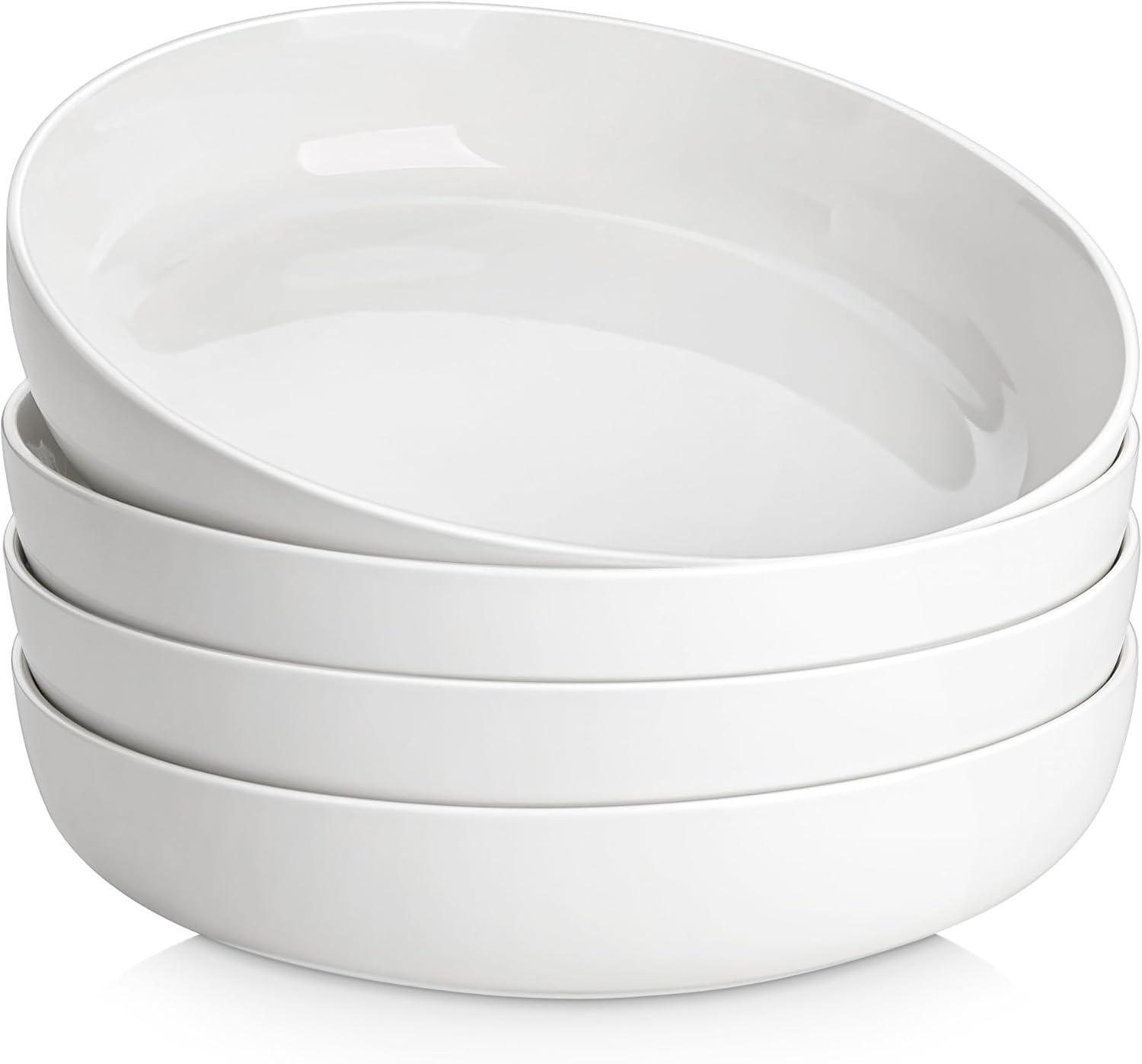 MALACASA 48 Oz Pasta Bowls Set of 4, 9 Inch White Bowls