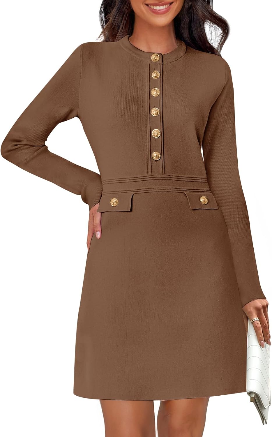 Stylish Women's Fall Long Sleeve Bodycon Sweater Dress