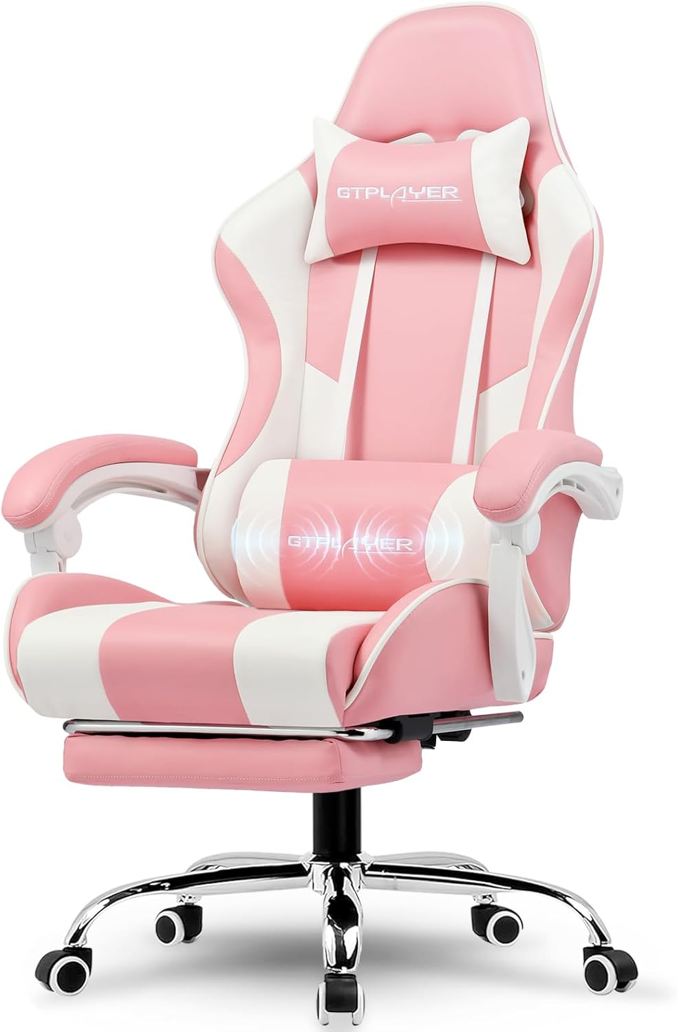 GTPLAYER Gaming Chair with Footrest and Lumbar Support for Comfort
