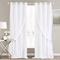 Winter White Curtains 84 in Length - Double Layer Sheer & Blackout