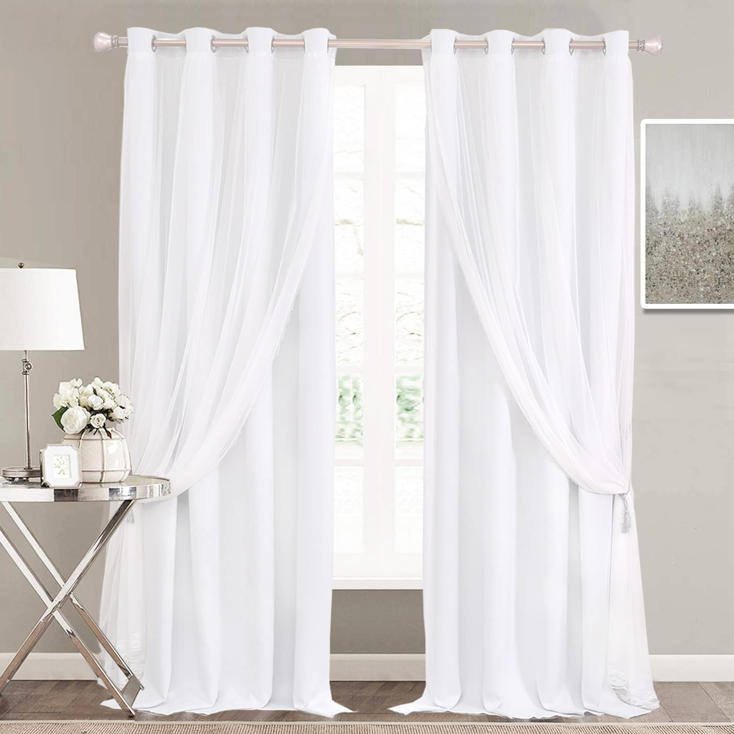 Winter White Curtains 84 inch Length for Bedroom and Office