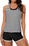 Womens Athletic 3 Piece Tankini Swim Set - Racerback Support