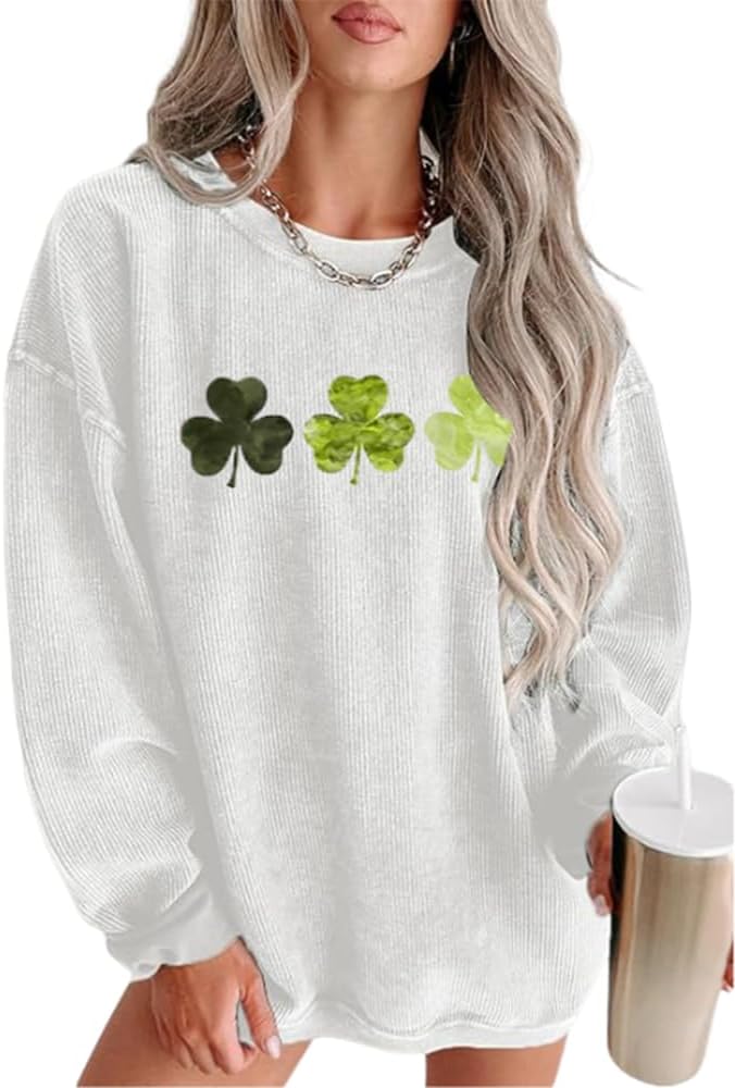 Womens Crewneck Oversized Corduroy Sweatshirt for Casual Style