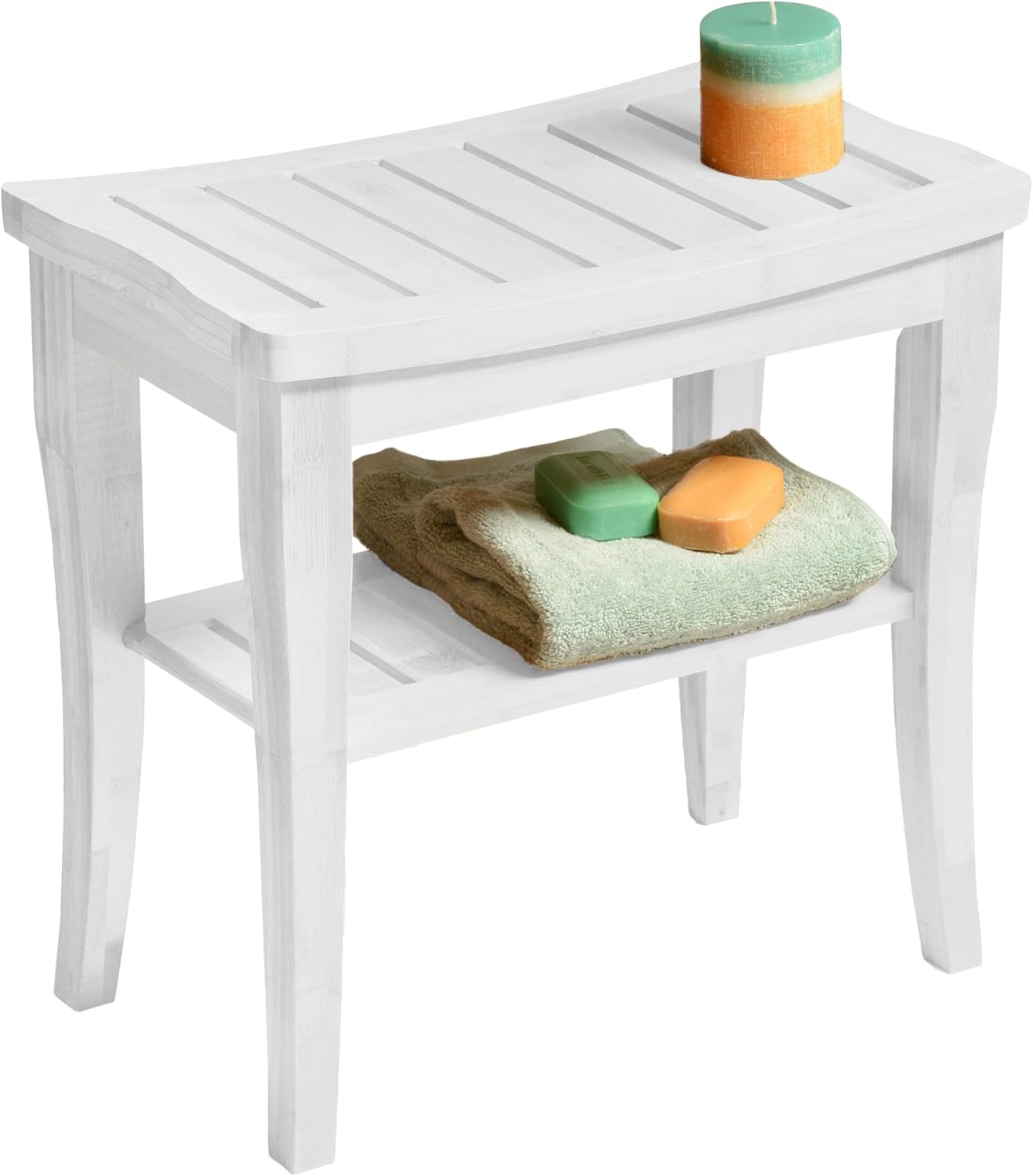 Bambusi Bamboo Shower Bench Spa Stool for Bathroom and More