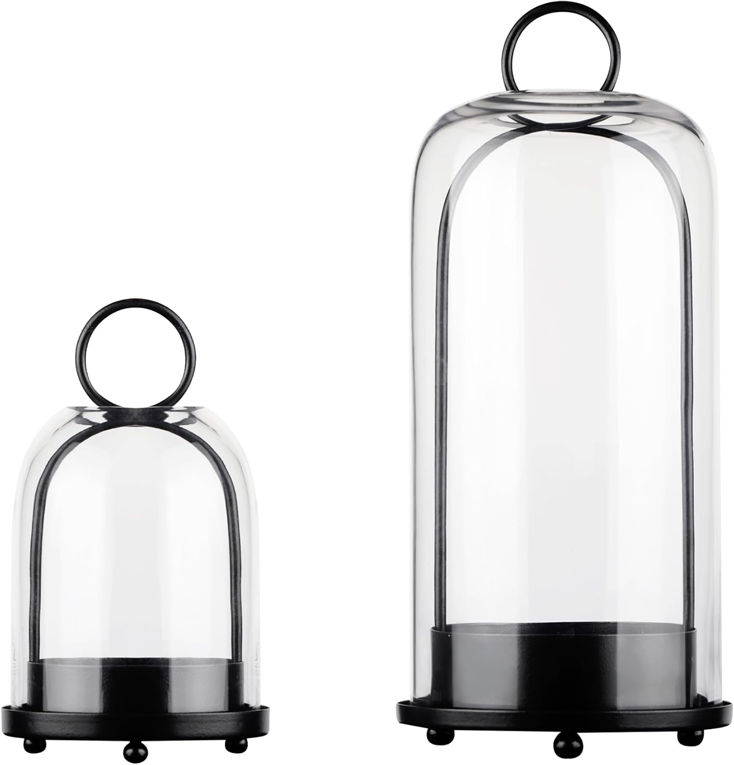 Versatile Metal Candle Holder Set with Handmade Glass Dome