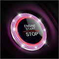 Car Bling Crystal Rhinestone Engine Start Ring Decals - Sparkling