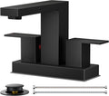 FORIOUS 4 in Bathroom Faucet Centerset Black - Modern Square Design
